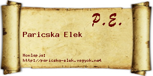 Paricska Elek névjegykártya
